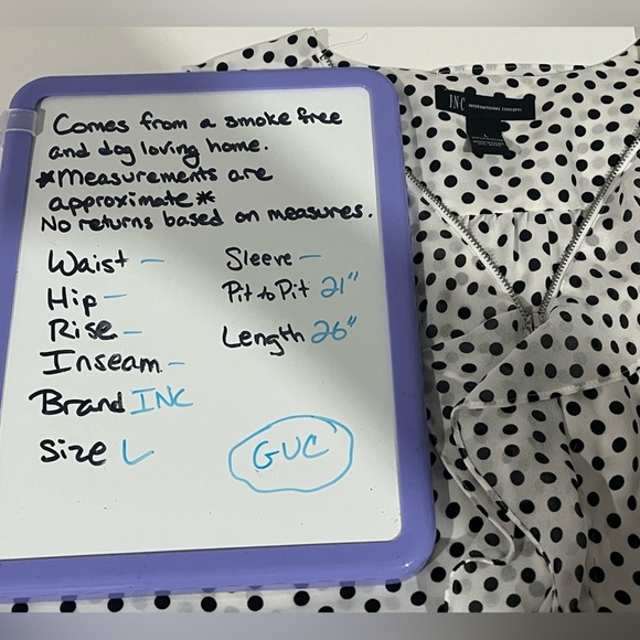 INC Polka Dot Sleeveless Top, size L, great zipper front, GUC - Picture 5 of 7